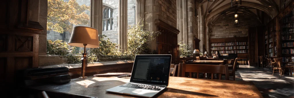 Oxbridge university library desk