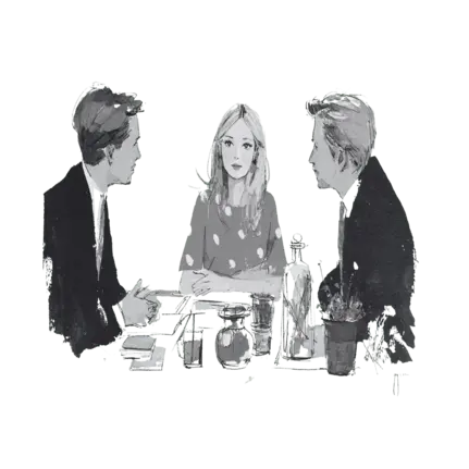 Consultants discussing at a table