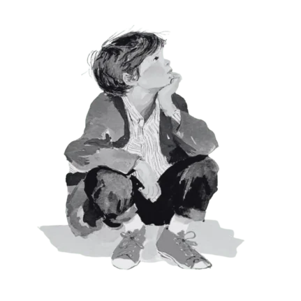 Illustration of child being pensive and sat down