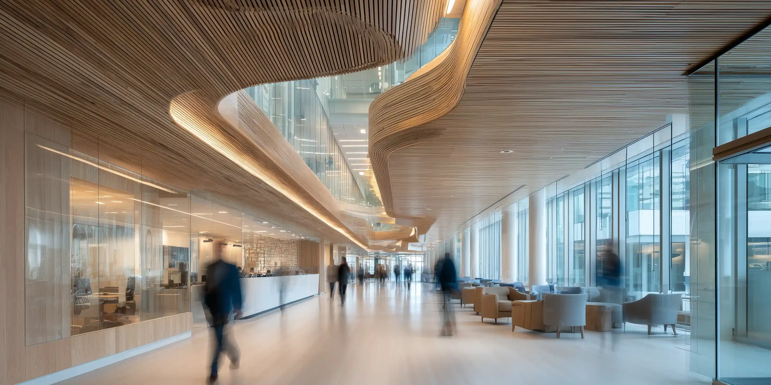 Interior shot of a prestigious business school lobby