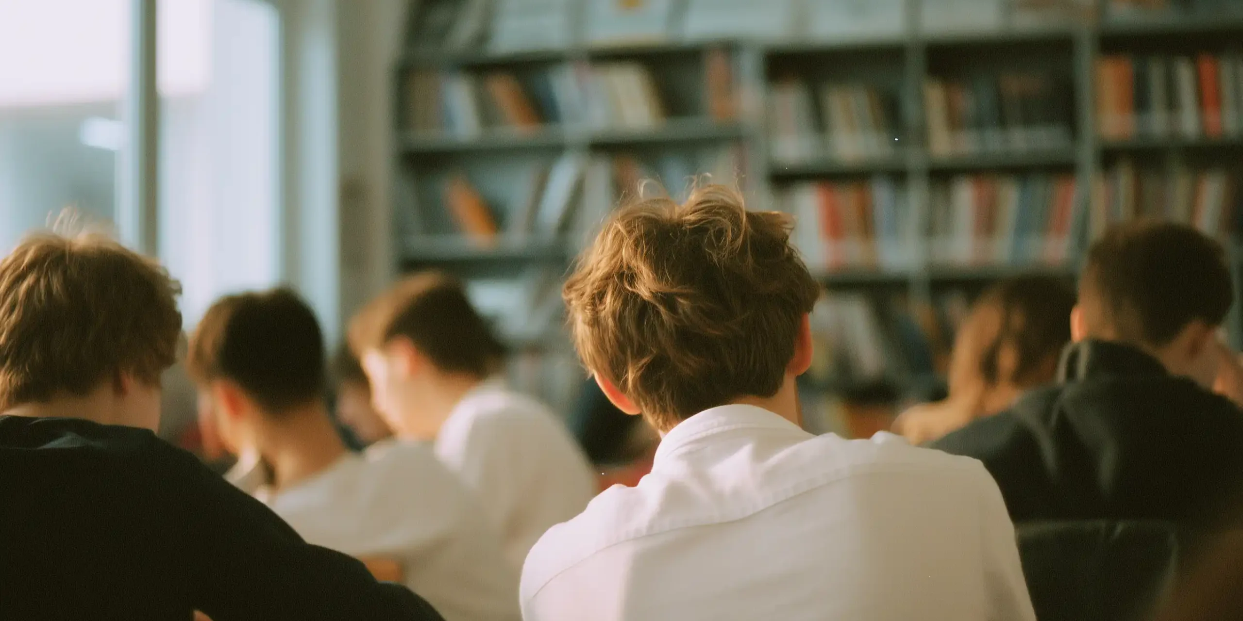 Back of student's head in classroom