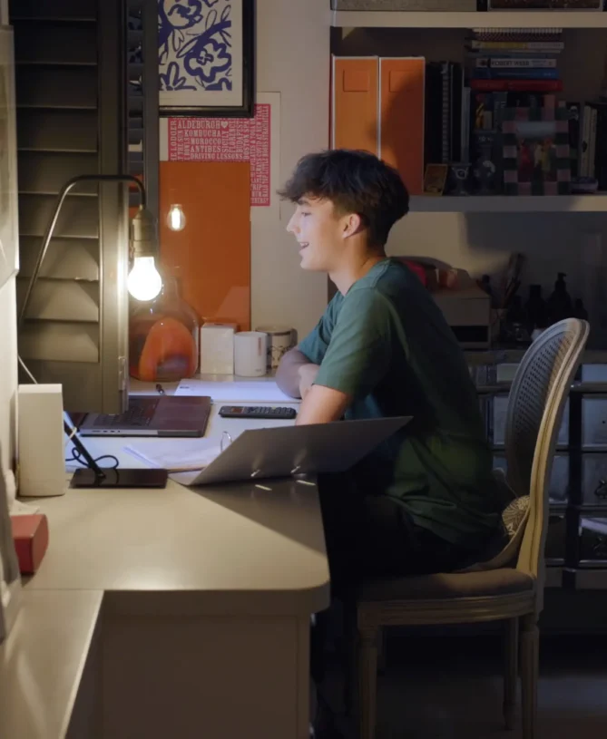 Lionheart Student taking an online course