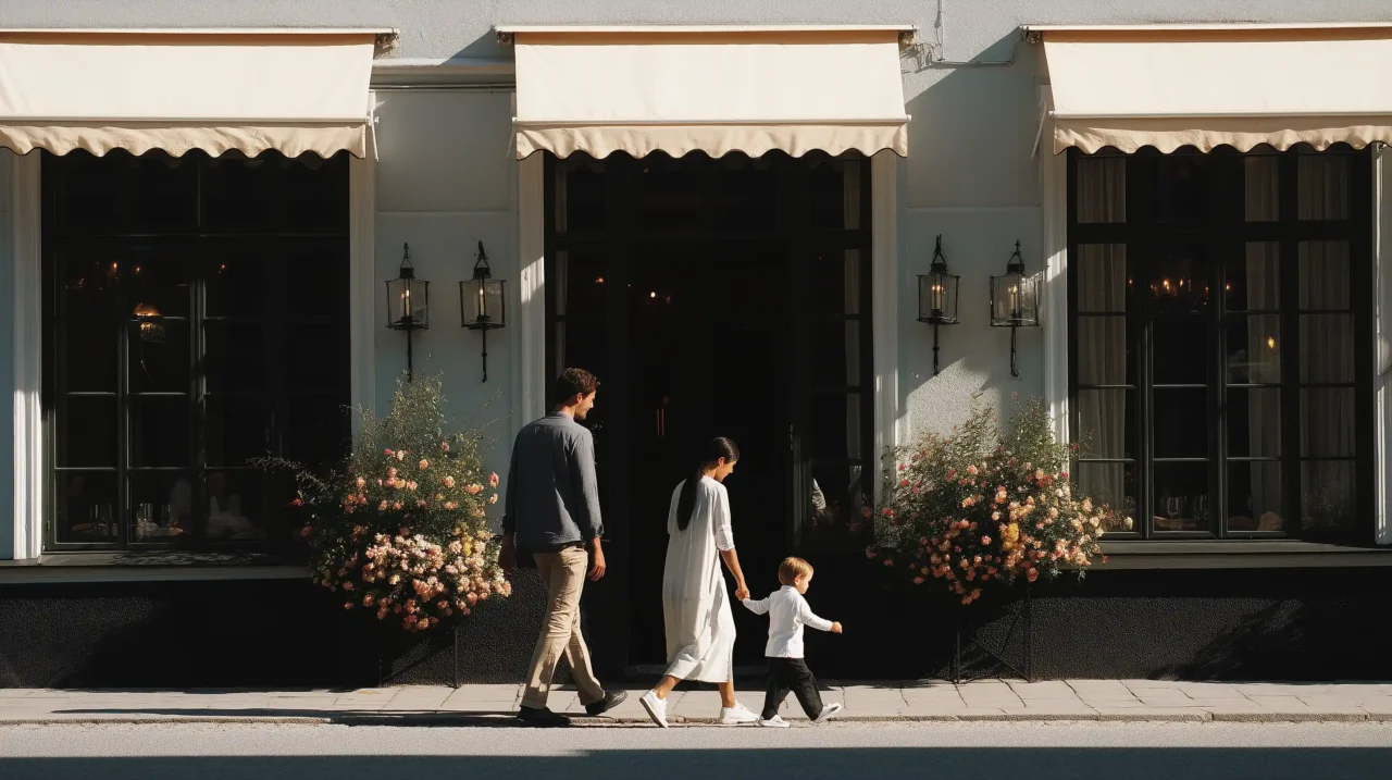 family of three travelling