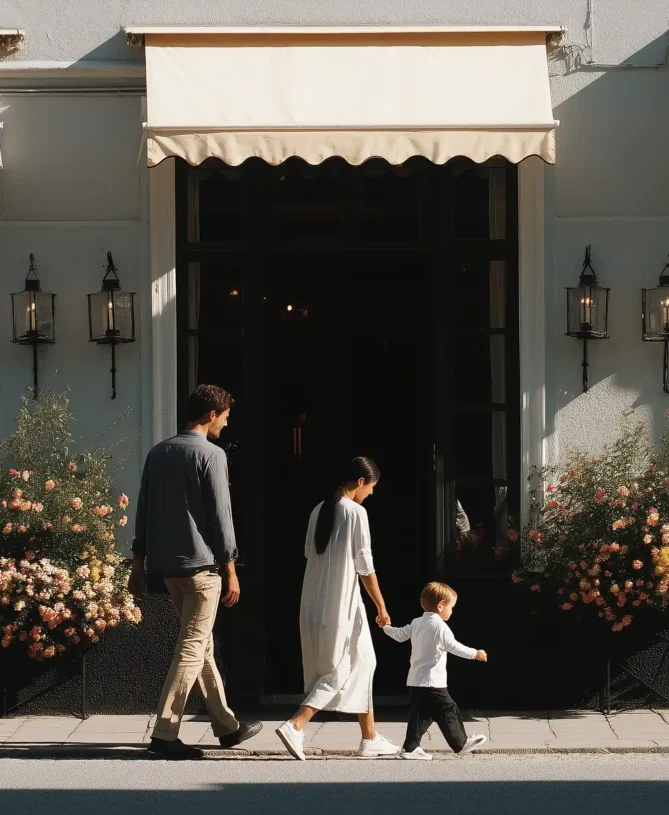 family of three travelling