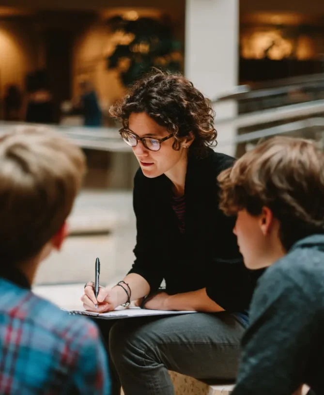 Tutor with two students Lionheart School