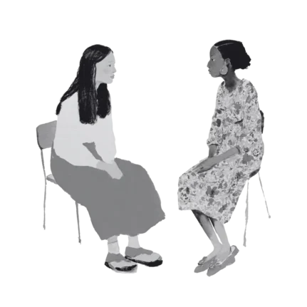 Illustration of a teenager and Lionheart tutor in an interview