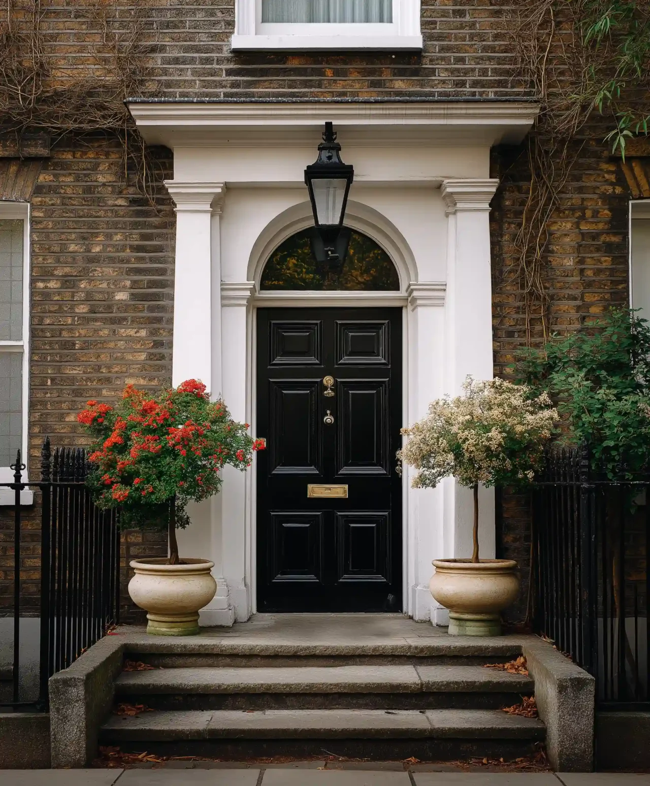 Beautiful Georgian style house in London with a black door
