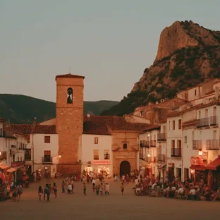 A photograph of a beautiful Spanish village square