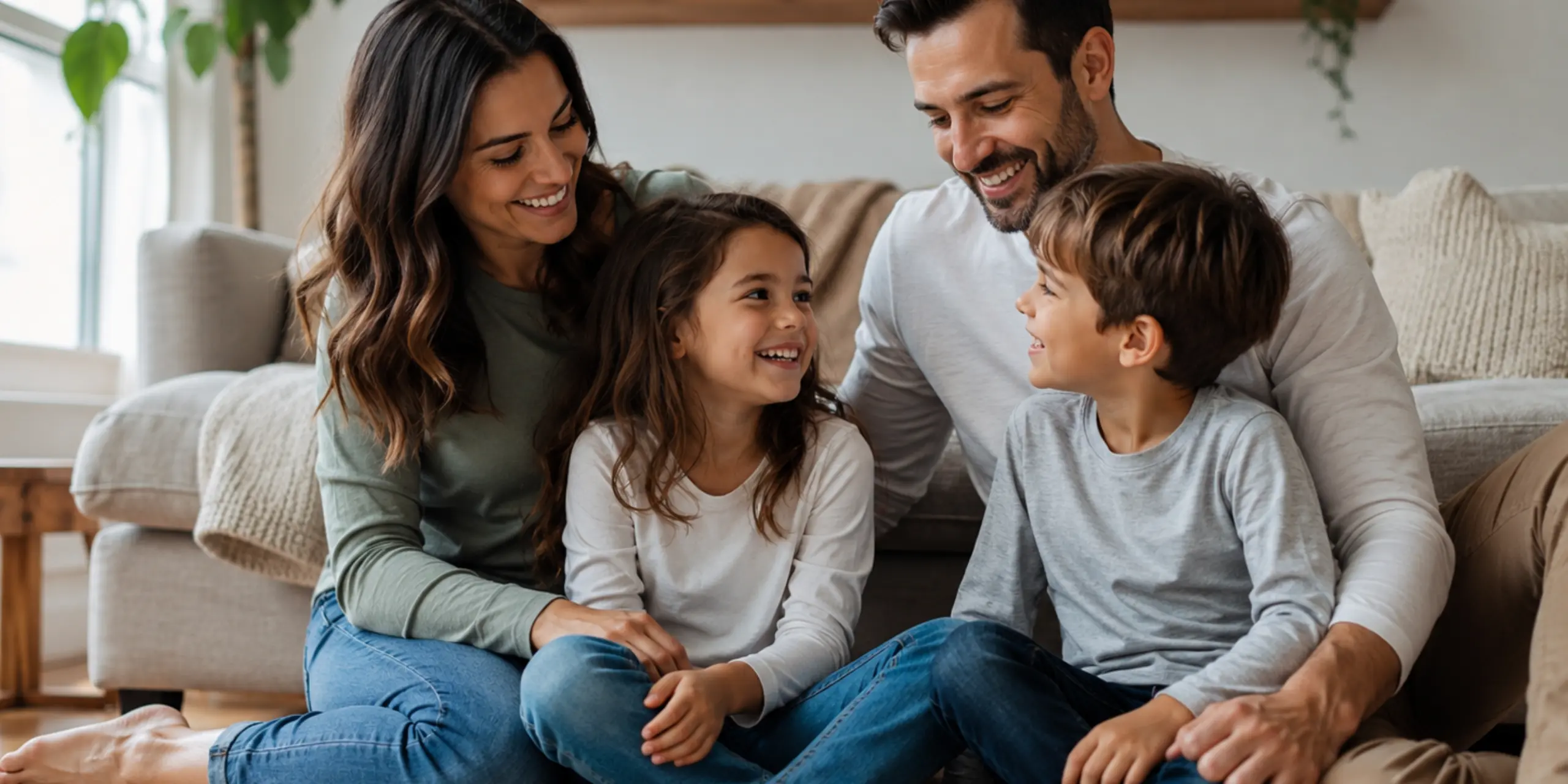 Happy family at home receiving support from SEND Homeschooling Tutors.