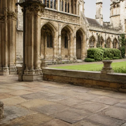 Historic British university courtyard