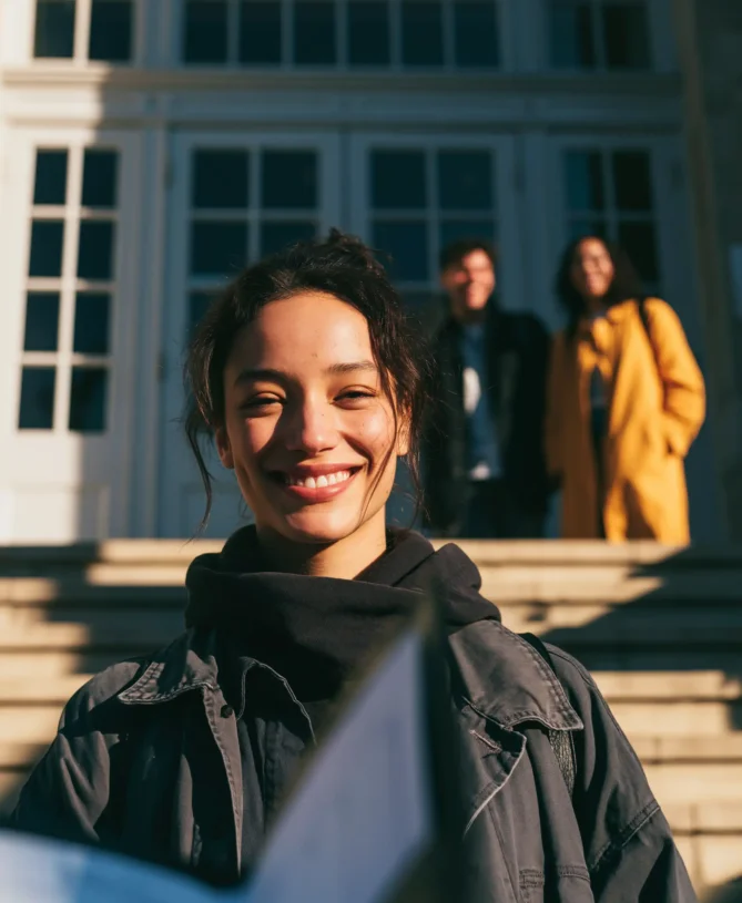 Student smiling at campus