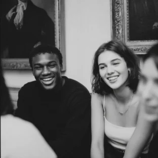 GCSE Students in a London townhouse smiling and having a good time