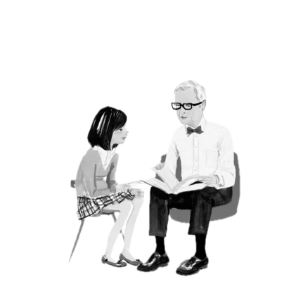 Illustration of teenage student and tutor