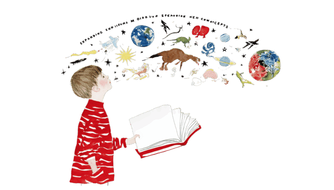 illustration child expanding horizons and learning