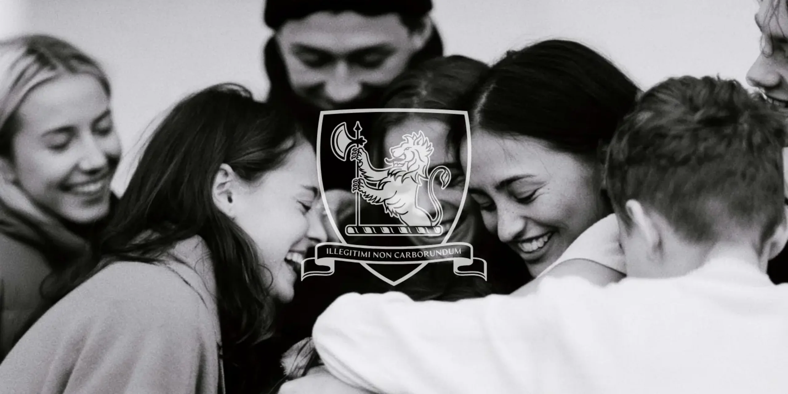 Lionheart logo abstract teenagers hugging