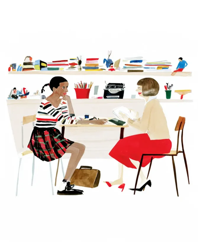 illustration teacher with teenage student